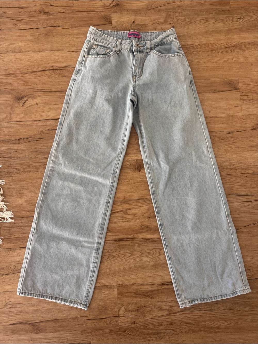 Edikted Light Blue High-Rise Wide Leg Jeans